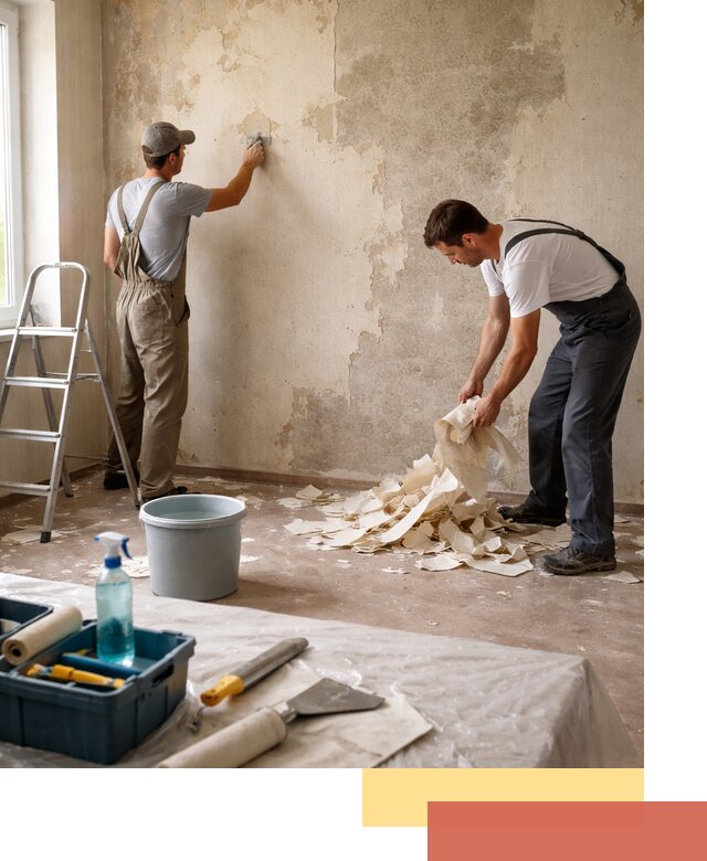 Снятие старых обоев в Петергофе быстро и качественно