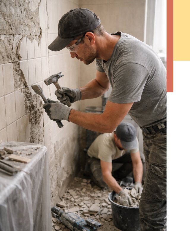 Демонтаж плитки со стен в Петергофе от 889 руб. — быстро и недорого | ОТДЕЛОЧНИК-Птф