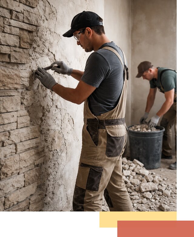 Демонтаж декоративного камня в Петергофе профессионально и безопасно