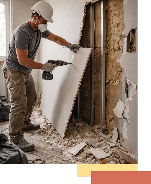 Демонтаж гипсокартона со стен в Петергофе качественно и быстро