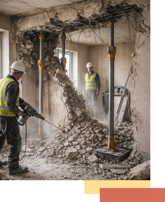 Снос несущих стен в Петергофе с гарантией безопасности и качества