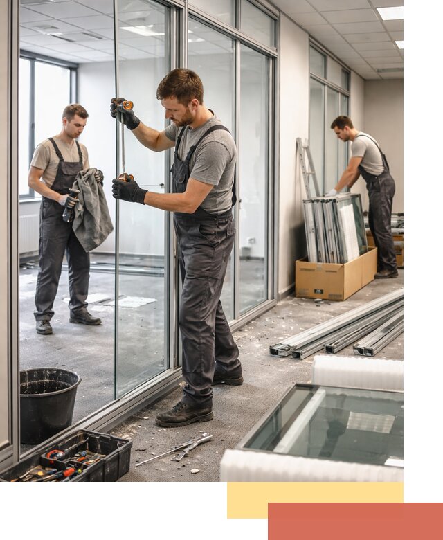 Демонтаж стеклянных перегородок в Петергофе быстро и безопасно