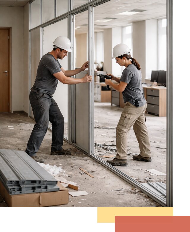 Демонтаж алюминиевых перегородок в Петергофе быстро и аккуратно