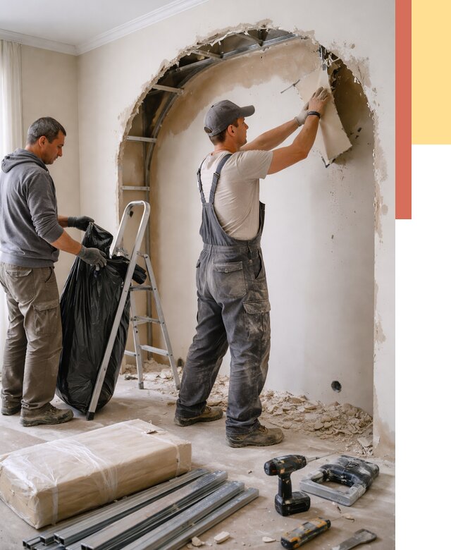 Демонтаж арки из гипсокартона в Петергофе от 3661 руб. — услуги под ключ | ОТДЕЛОЧНИК-Птф