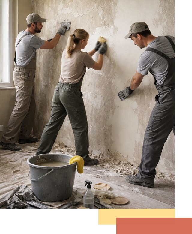 Очистка стен от клея и грунтовки в Петергофе качественно и быстро