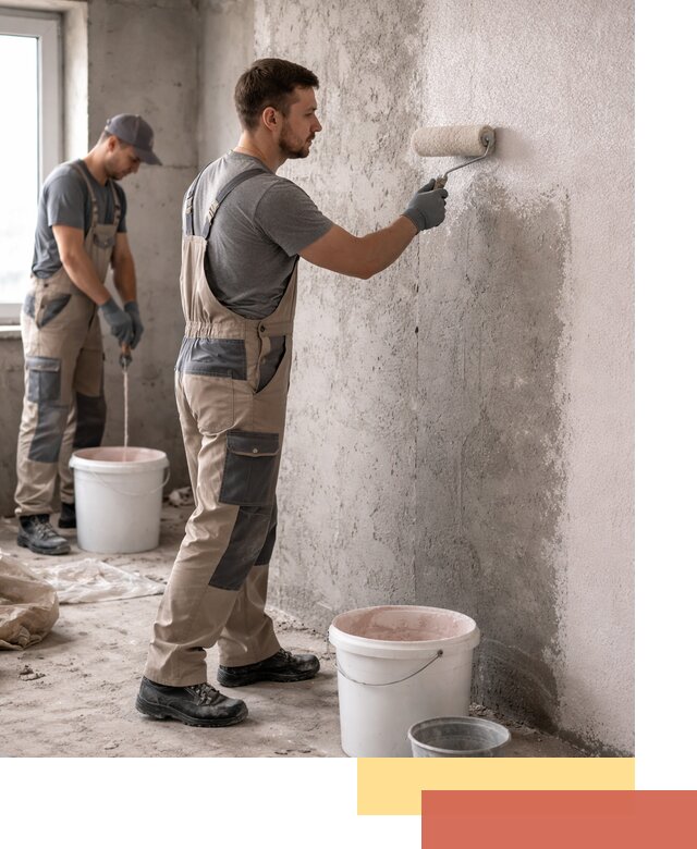 Нанесение бетоноконтакта на стены в Петергофе для последующей отделки