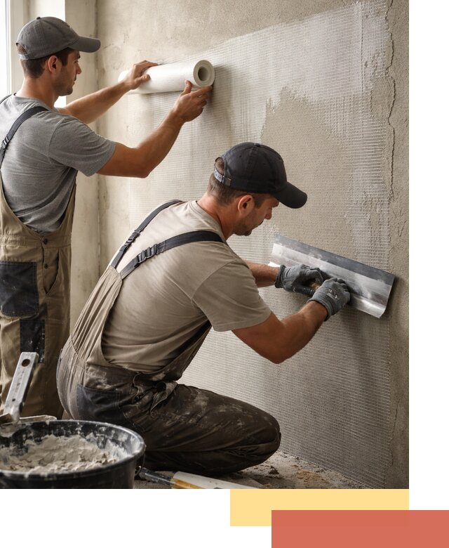 Армирование стен стеклосеткой в Петергофе для прочной отделки