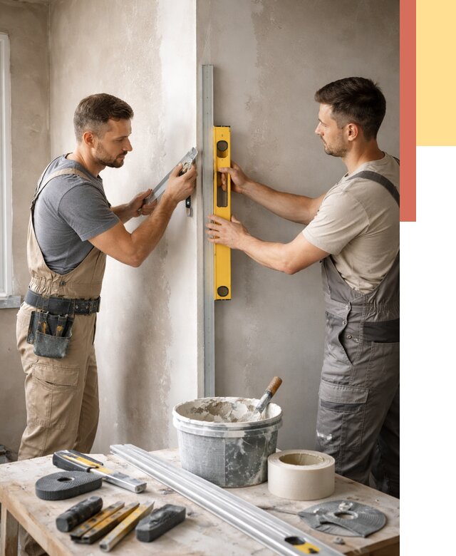 Выведение углов стен в Петергофе от 1935 руб. быстро и недорого | ОТДЕЛОЧНИК-Птф