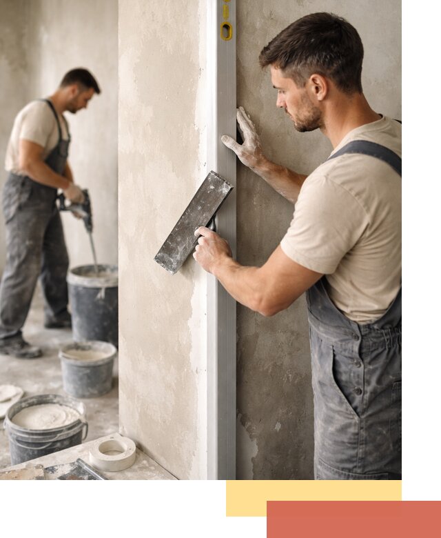 Выведение углов стен в Петергофе: монтаж и оштукатуривание