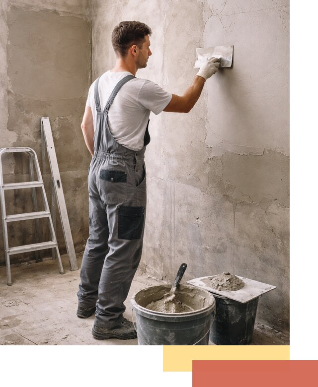 Штукатурка стен в ванной под ключ в Петергофе