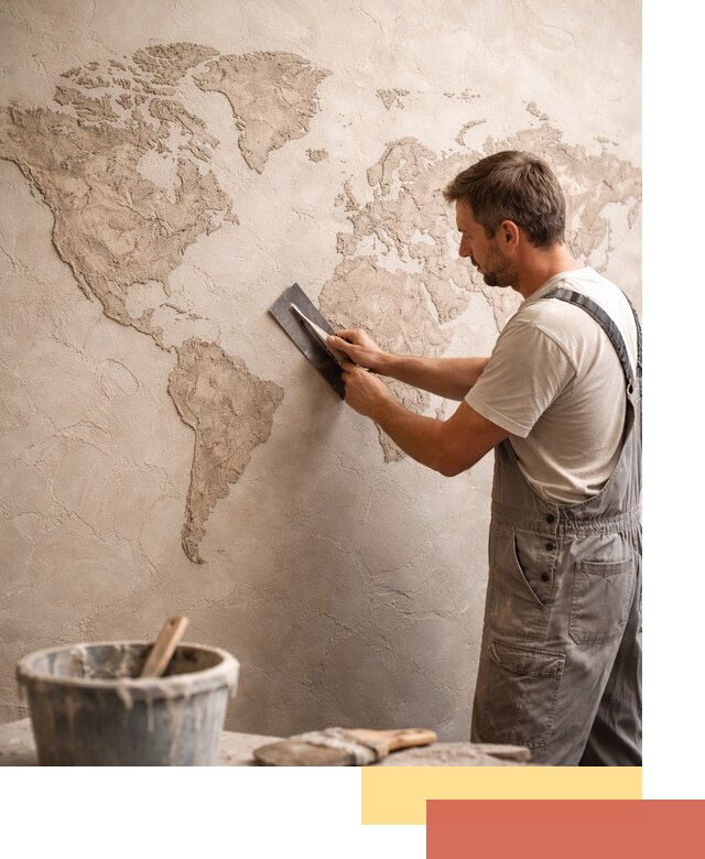 Декоративная штукатурка «Карта мира» под ключ в Петергофе