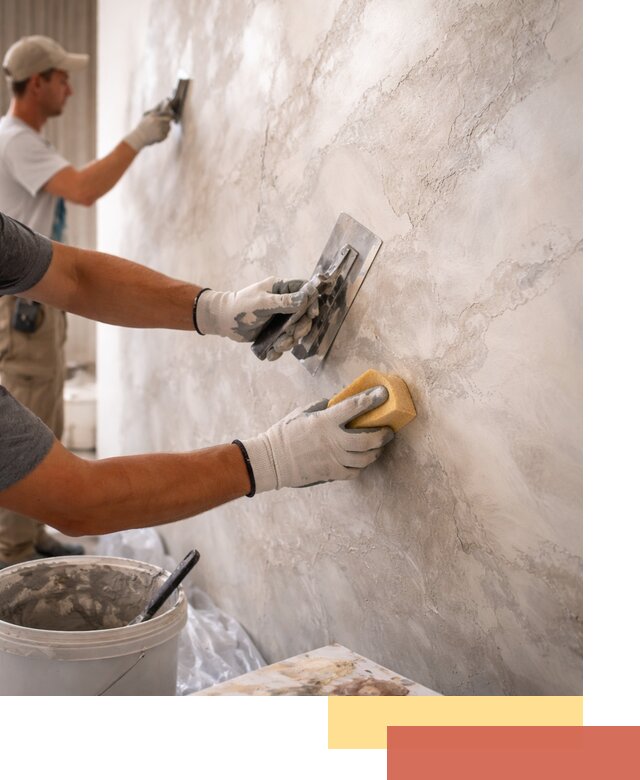 Декоративная штукатурка под мрамор в Петергофе для стен и потолков