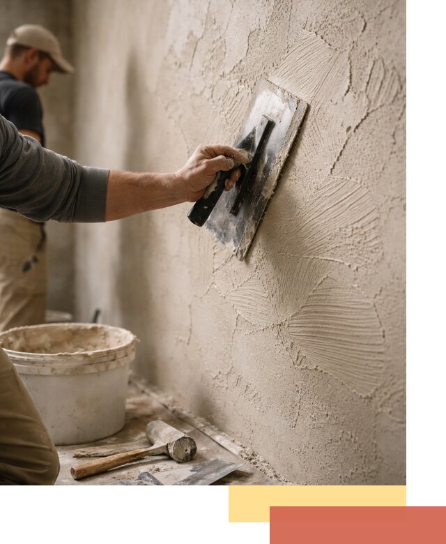 Фактурная штукатурка стен в Петергофе — монтаж, отделка, реставрация