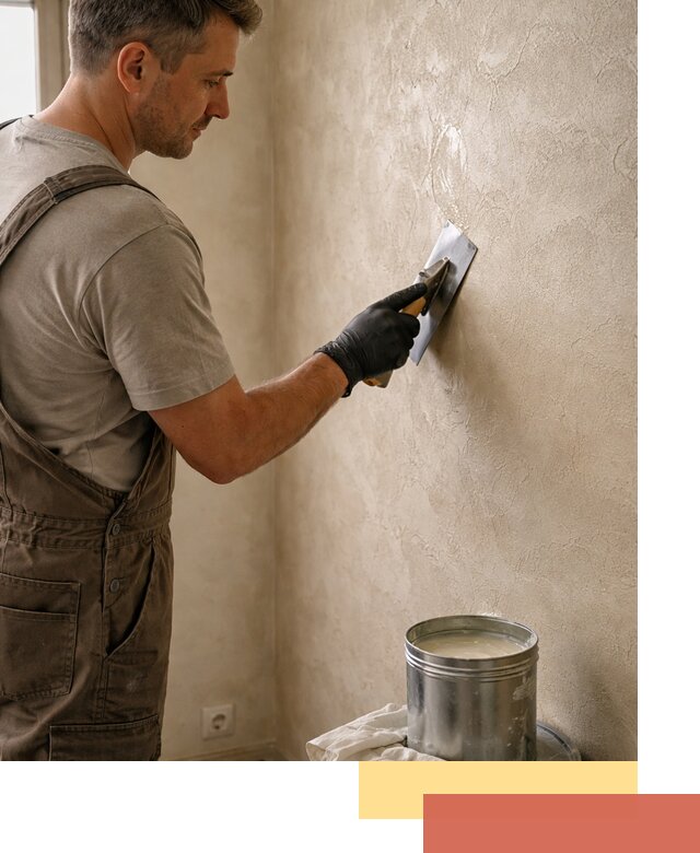 Нанесение воска на штукатурку в Петергофе для защиты и блеска