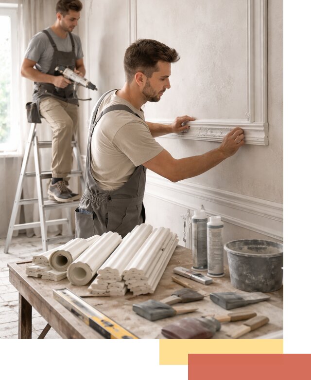 Монтаж лепнины на стены в Петергофе профессионально и качественно