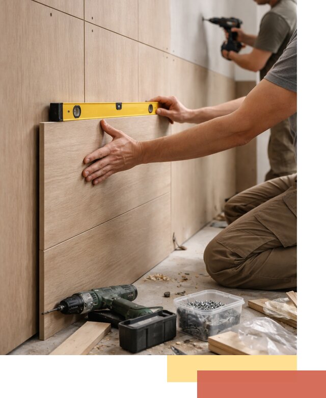 Профессиональный монтаж МДФ панелей на стены в Петергофе