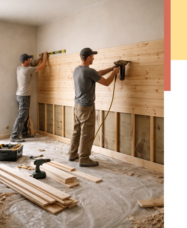 Монтаж деревянной вагонки на стены в Петергофе от 7846 руб. | Услуги монтажа вагонки | ОТДЕЛОЧНИК-Птф