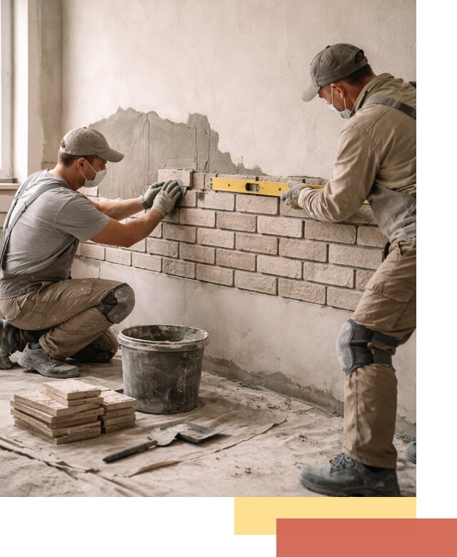 Монтаж декоративного кирпича профессионально в Петергофе