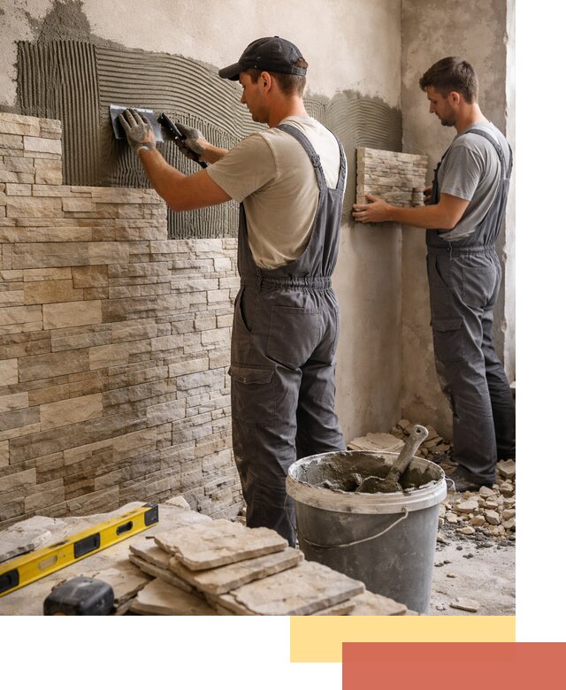 Монтаж искусственного камня в Петергофе — облицовка стен и фасадов