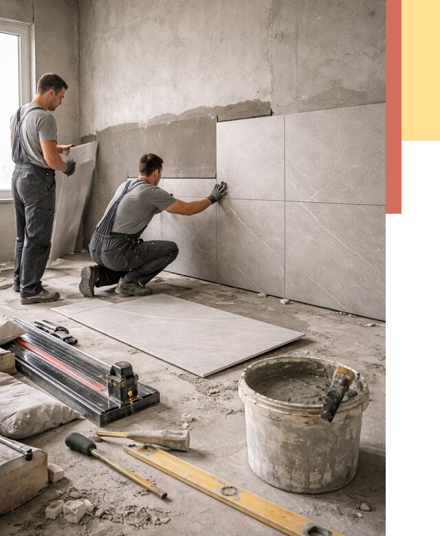 Облицовка стен керамогранитом в Петергофе от 4394 руб./м² — услуги под ключ | ОТДЕЛОЧНИК-Птф