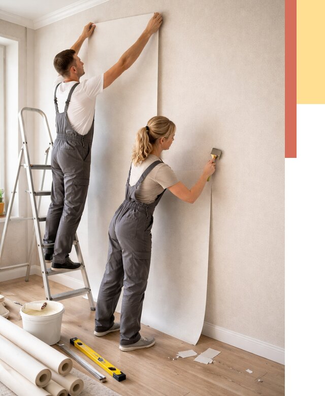 Поклейка флизелиновых обоев в Петергофе от 6277 руб. | Быстро и недорого — ОТДЕЛОЧНИК-Птф