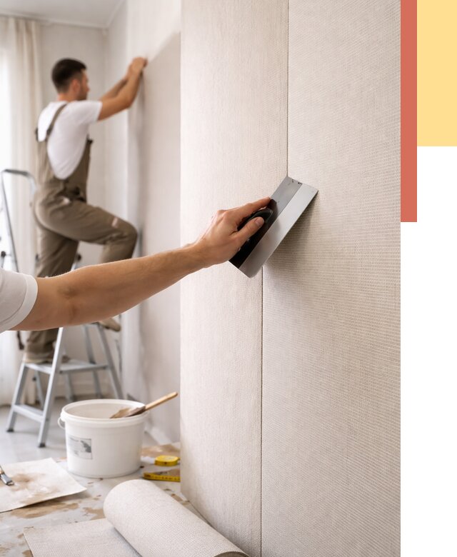 Поклейка текстильных обоев в Петергофе от 4707 руб. под ключ | ОТДЕЛОЧНИК-Птф