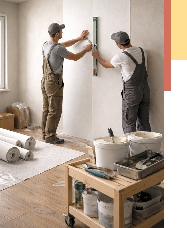 Поклейка стеклообоев в Петергофе от 6800 руб. за м2 — быстро и недорого | ОТДЕЛОЧНИК-Птф