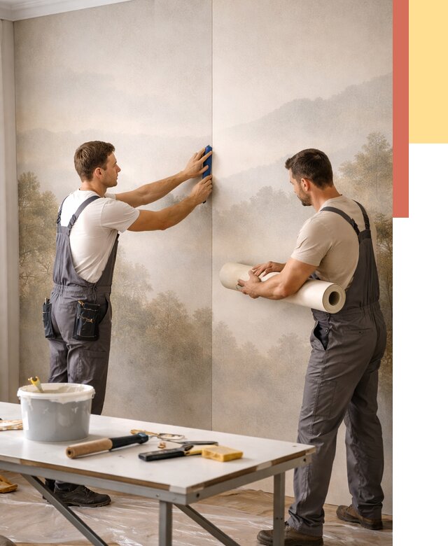 Поклейка фотообоев в Петергофе от 8892 руб/м² — быстро и недорого | ОТДЕЛОЧНИК-Птф