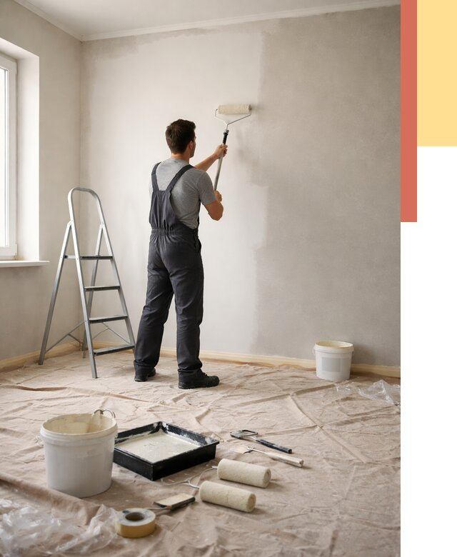 Покраска стен моющейся краской в Петергофе от 366 руб./м² — быстро и недорого | ОТДЕЛОЧНИК-Птф