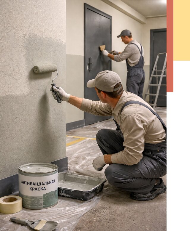Покраска стен антивандальной краской в Петергофе от 4707 руб./м² под ключ | ОТДЕЛОЧНИК-Птф
