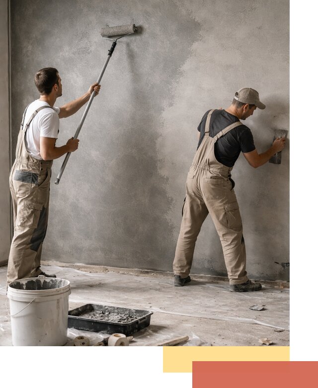 Покраска стен под бетон в Петергофе профессионально и недорого