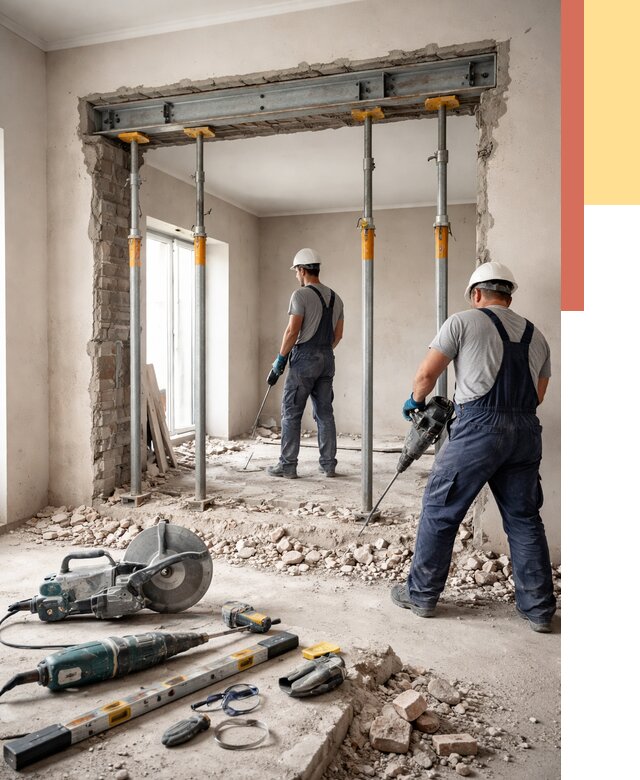 Прорезка проема в стене в Петергофе от 4707 руб. — быстро и недорого | ОТДЕЛОЧНИК-Птф