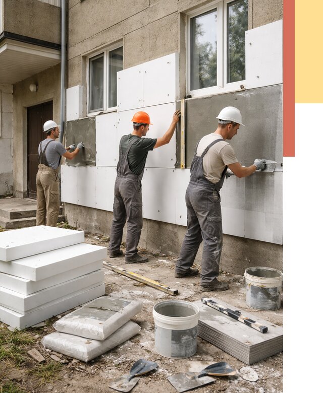 Утепление стен пенопластом в Петергофе от 1831 руб. — недорого и под ключ | ОТДЕЛОЧНИК-Птф