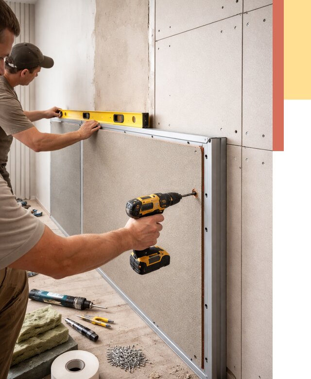 Шумоизоляция стен панелями ЗИПС в Петергофе от 2301 руб./м² под ключ | ОТДЕЛОЧНИК-Птф