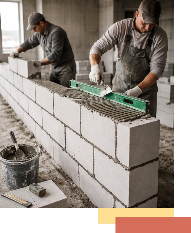 Кладка перегородок из газобетона в Петергофе быстро и качественно