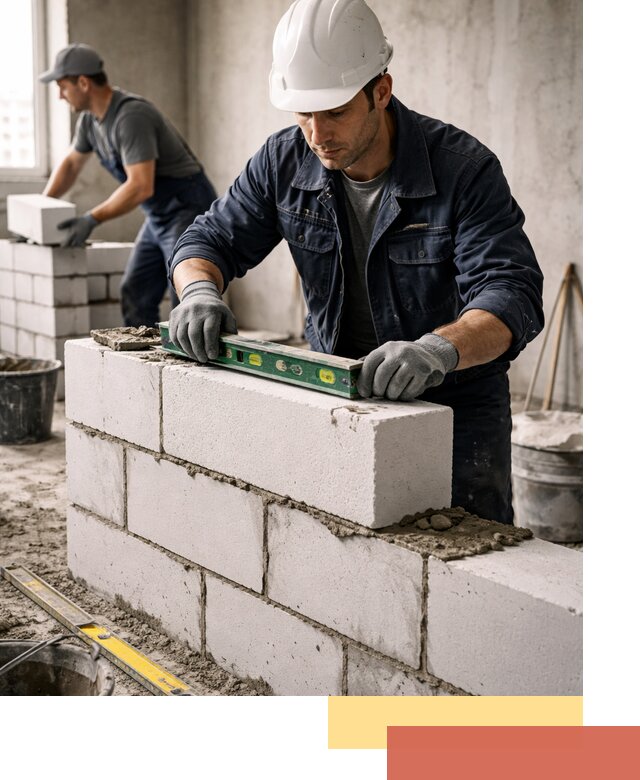 Кладка перегородок из пеноблока под ключ в Петергофе