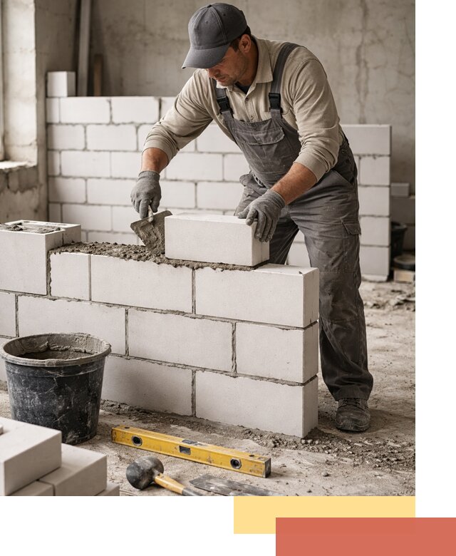 Кладка перегородок из силикатного блока в Петергофе