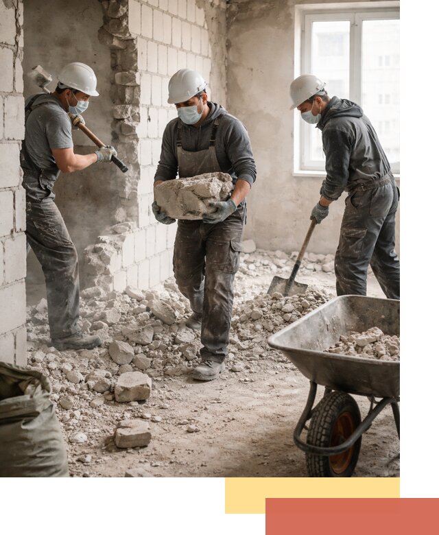 Демонтаж блочных перегородок в Петергофе быстро и аккуратно