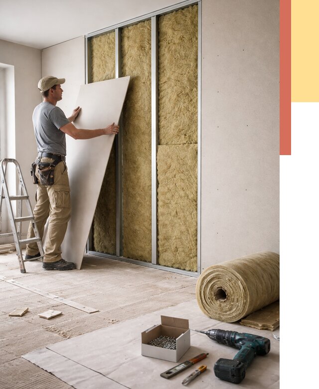 Перегородка из гипсокартона с шумоизоляцией в Петергофе от 3264 руб. | ОТДЕЛОЧНИК-Птф