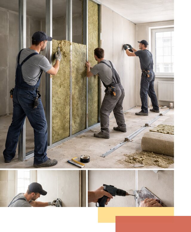 Перегородка из гипсокартона с шумоизоляцией в Петергофе — монтаж под ключ