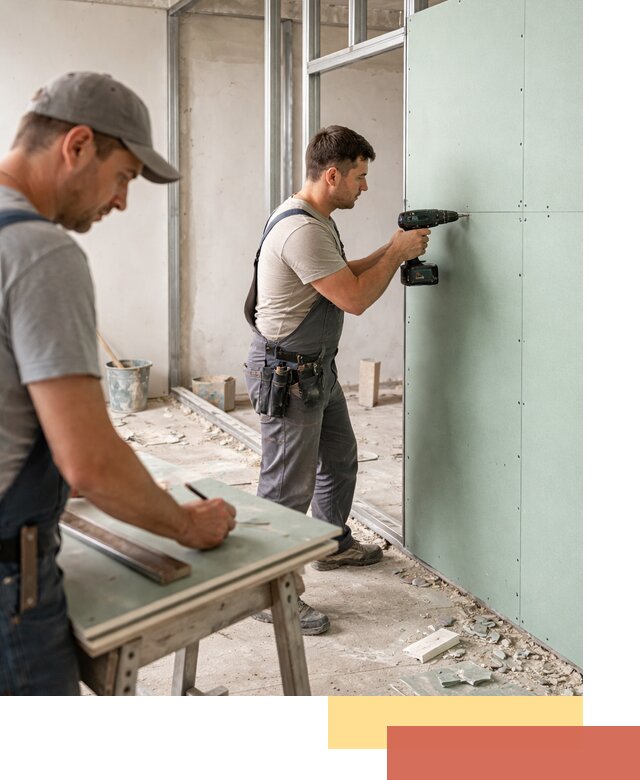 Перегородки из влагостойкого гипсокартона под ключ в Петергофе