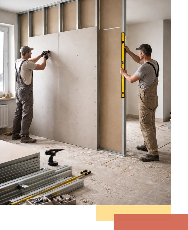 Зонирующая перегородка из гипсокартона под ключ в Петергофе