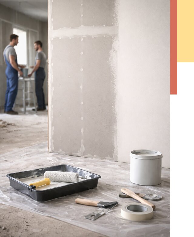 Покраска перегородок из гипсокартона в Петергофе от 4707 руб. под ключ | ОТДЕЛОЧНИК-Птф