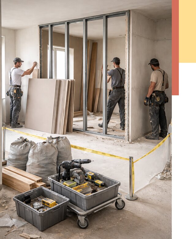 Перенос гипсокартонной перегородки в Петергофе под ключ от 4707 руб. | Демонтаж и монтаж – ОТДЕЛОЧНИК-Птф