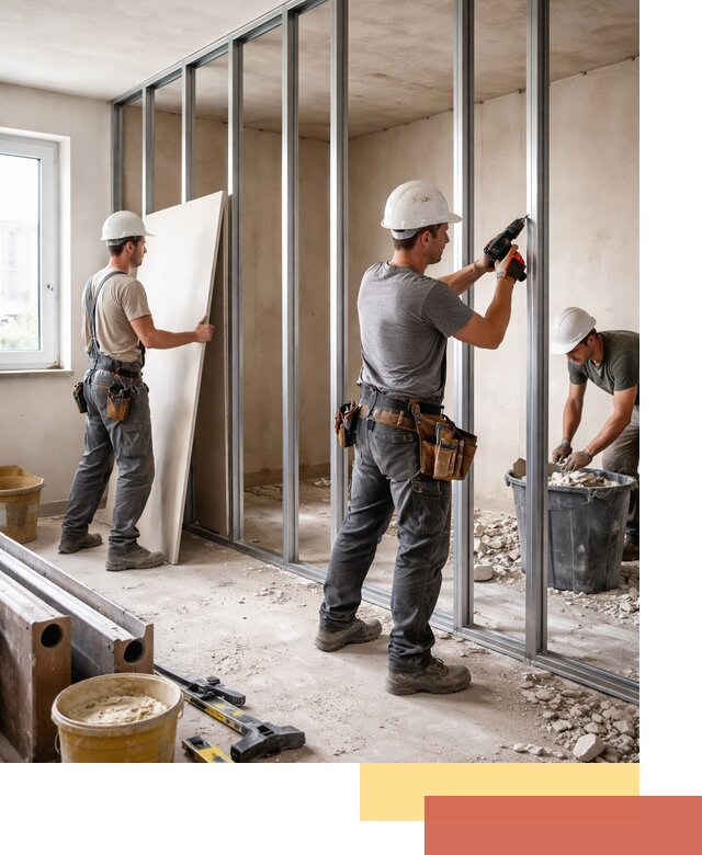 Перенос гипсокартонной перегородки в Петергофе профессионально и быстро