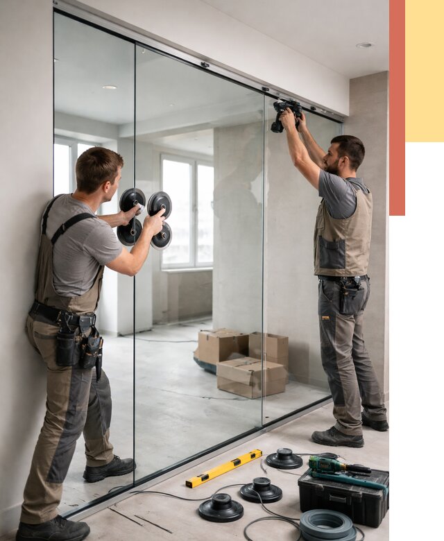 Монтаж стеклянных перегородок в Петергофе от 6800 руб. | ОТДЕЛОЧНИК-Птф