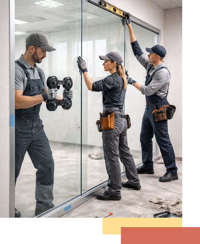 Профессиональный монтаж стеклянных перегородок в Петергофе