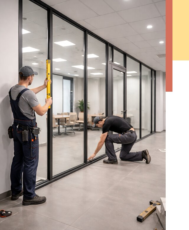 Каркасные стеклянные перегородки в Петергофе под ключ от 9624 руб. | ОТДЕЛОЧНИК-Птф