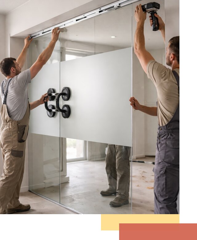 Матовые стеклянные перегородки под ключ в Петергофе