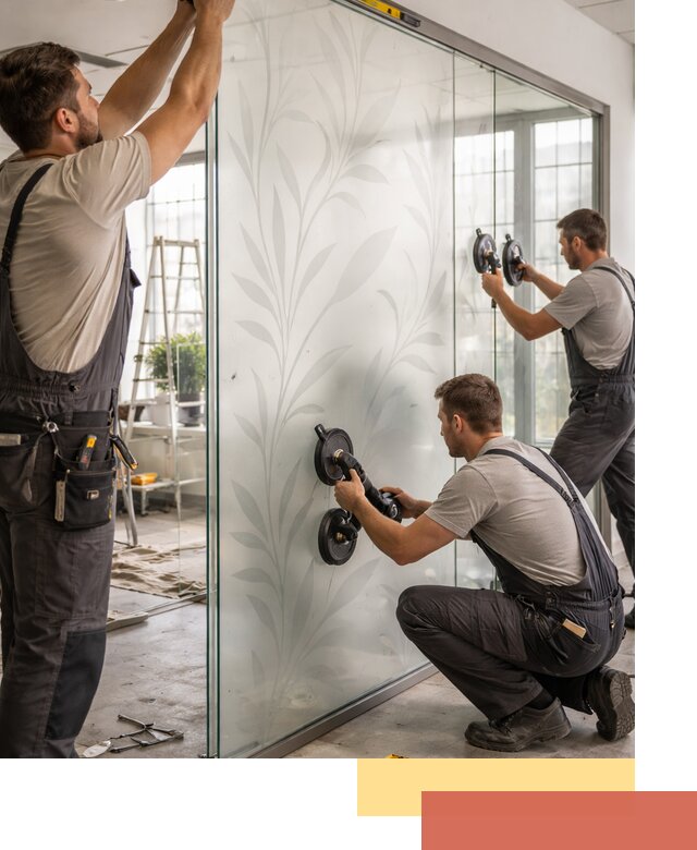 Стеклянные перегородки с рисунком на заказ в Петергофе